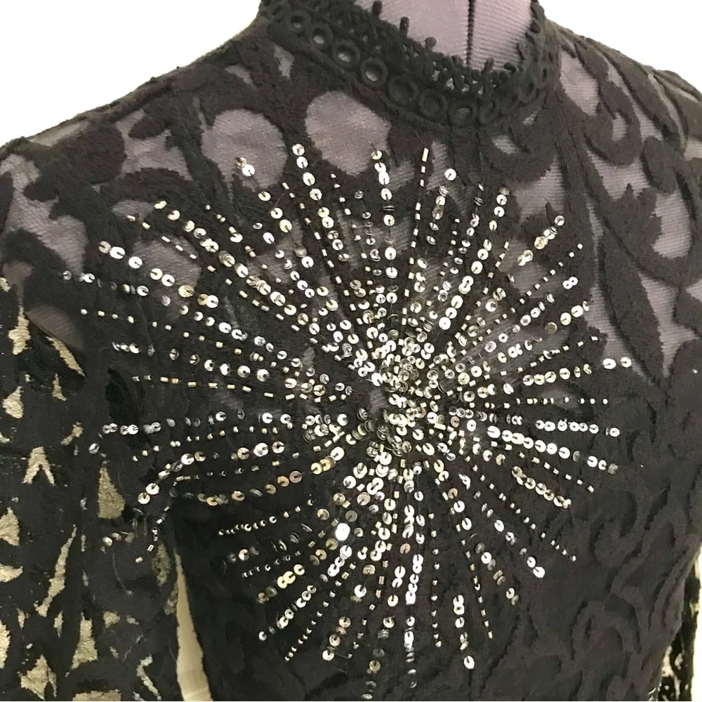 Free People North Star Lace Dress Black